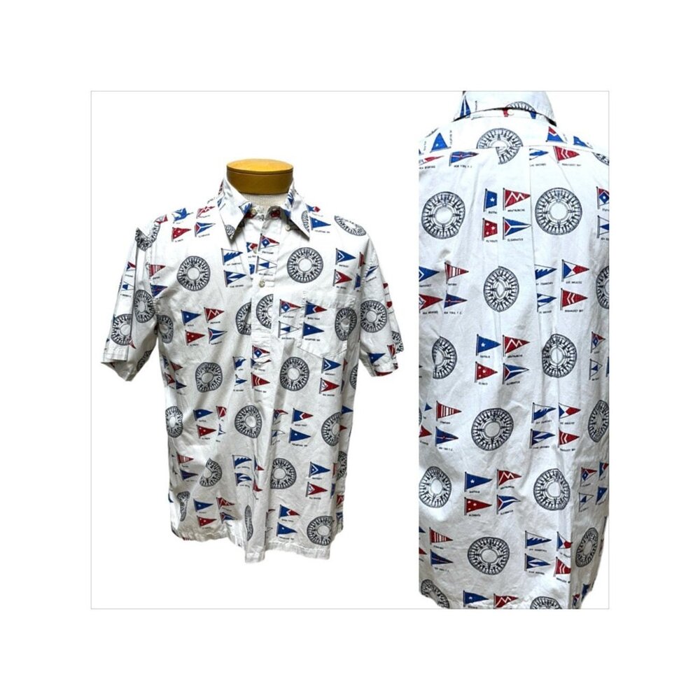 Reyn Spooner shirt sailing theme nautical flags Size M